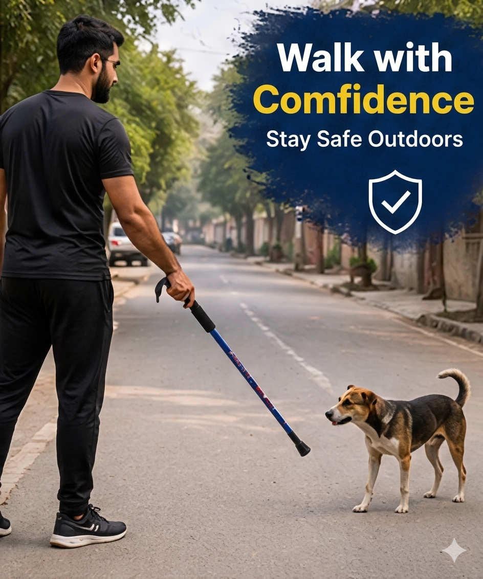 Adjustable Anti-Shock Walking Stick with Handle Grip – Telescopic Hiking & Support Cane