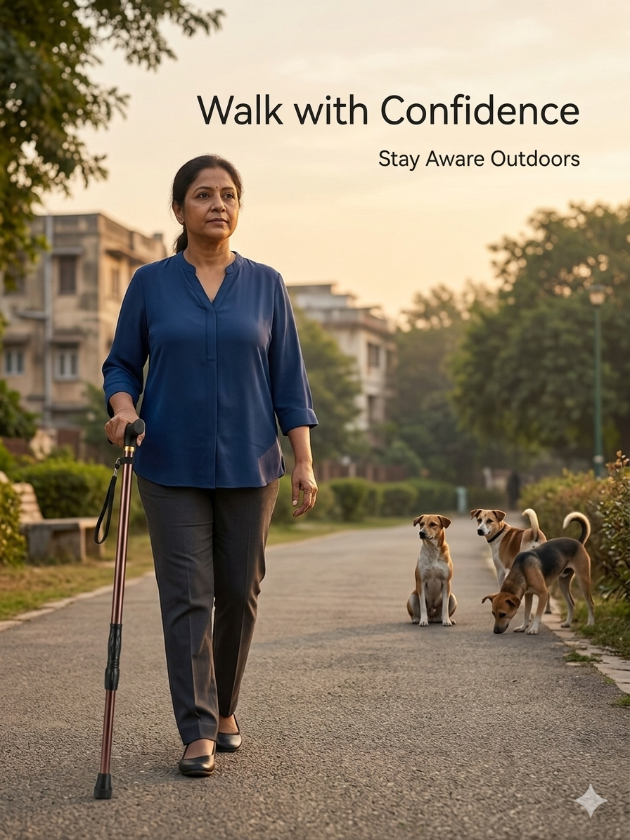 Adjustable Walking Support Cane with Strap (Heavy-Duty Stability Stick)