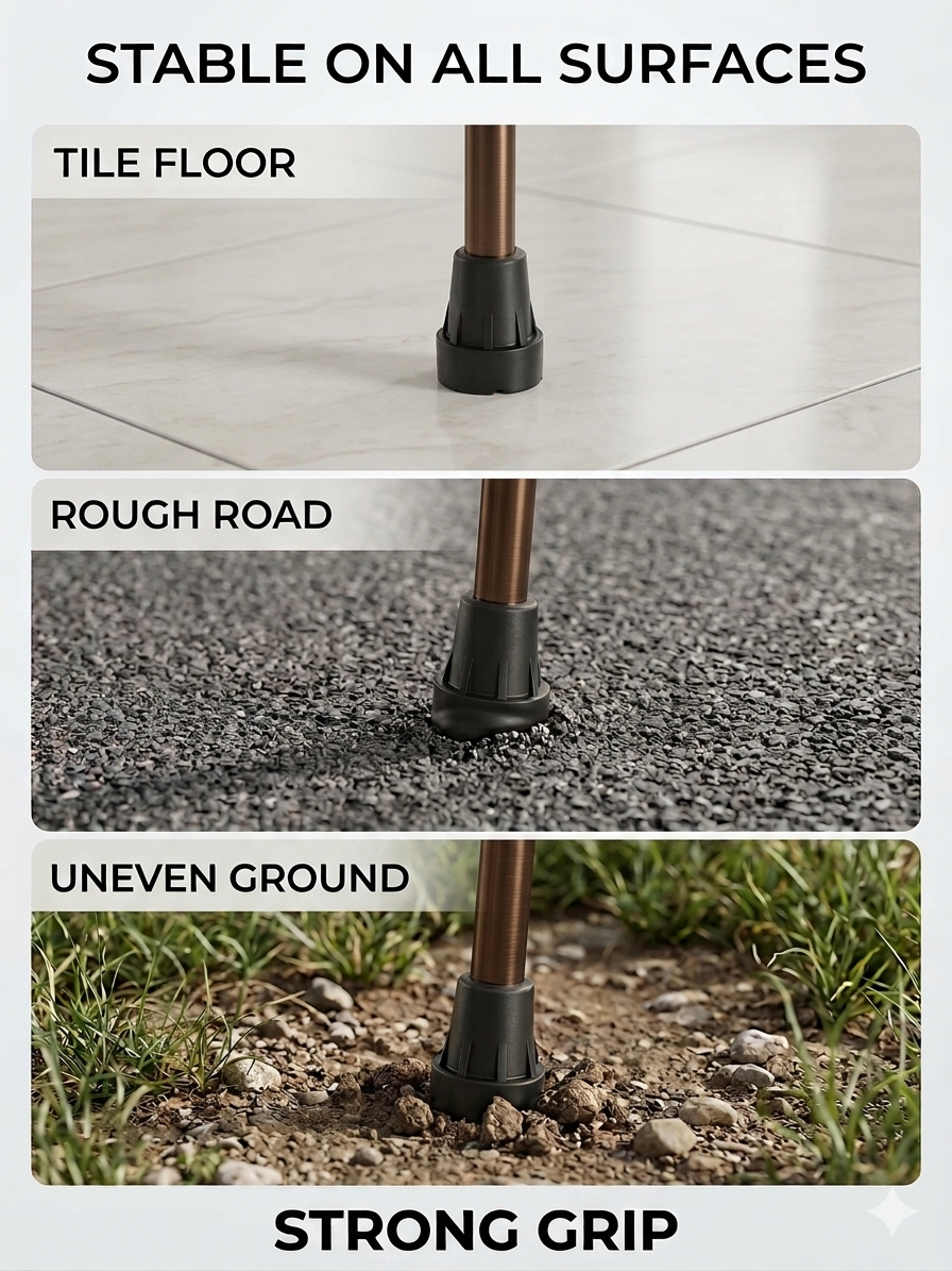 Adjustable Walking Support Cane with Strap (Heavy-Duty Stability Stick)