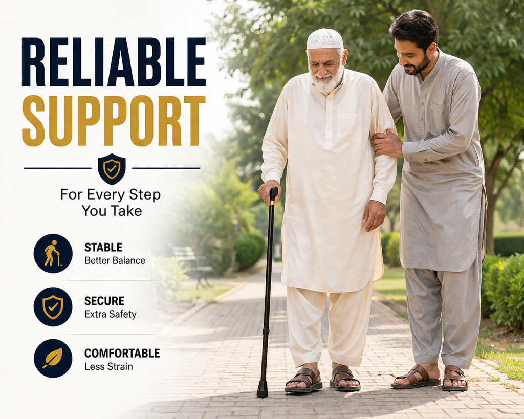 Aluminium Adjustable Walking Cane with Comfort Grip for Hikers, Patients, Elderly