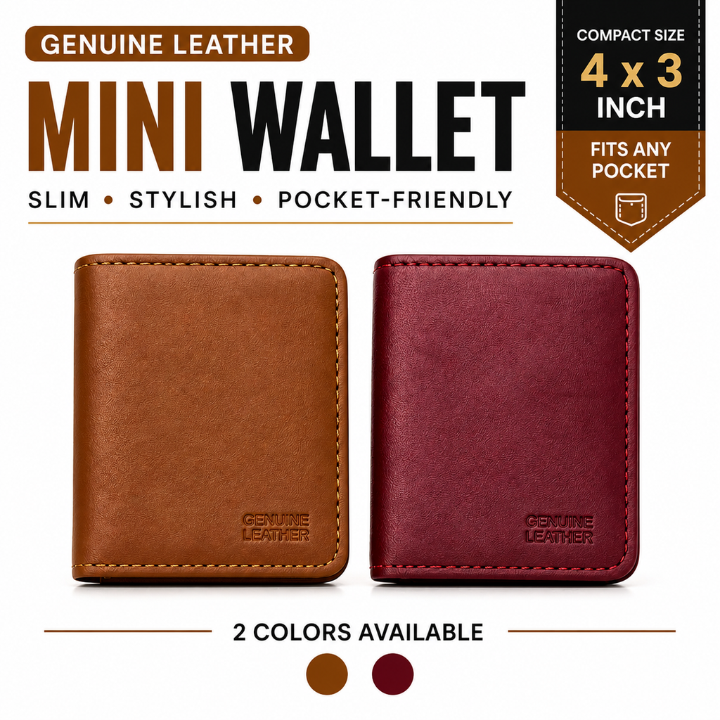 Genuine Leather Mini Wallet – Slim Pocket Card Holder