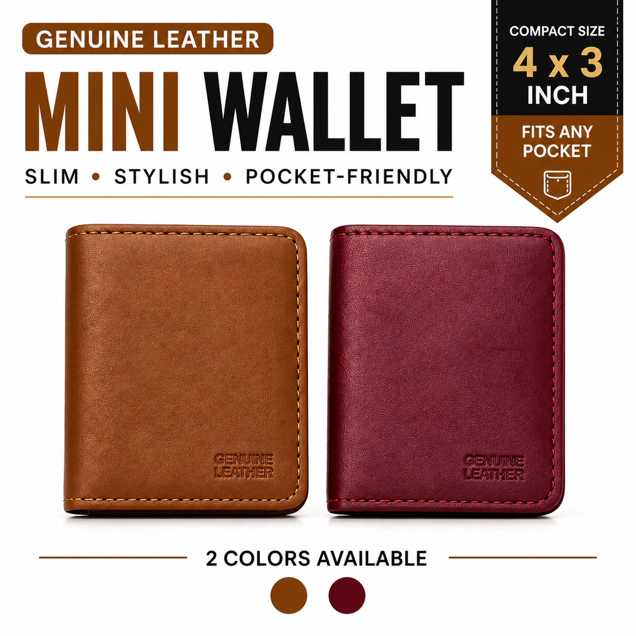 Genuine Leather Mini Wallet – Slim Pocket Card Holder