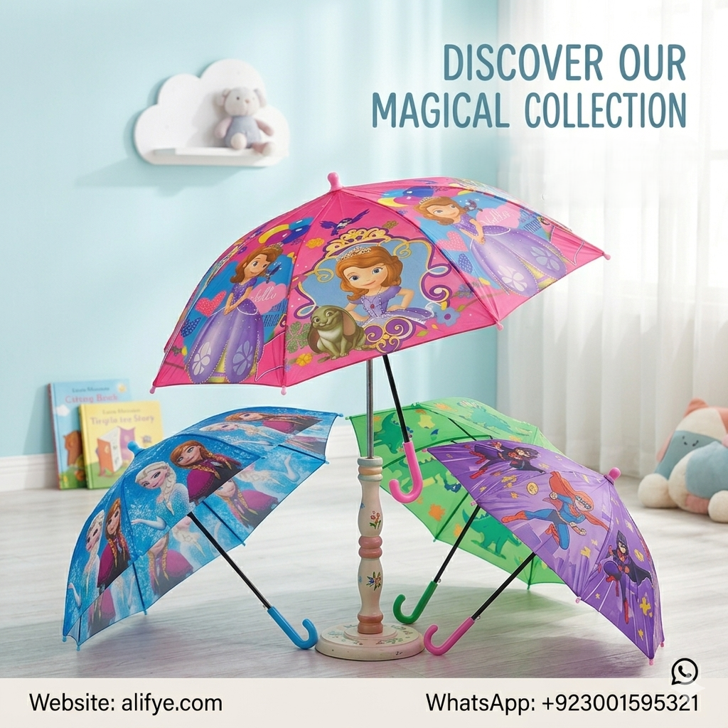 Kids Cartoon Umbrella with Safety Whistle – Sun & Rain Protection for Boys & Girls (30 inch)