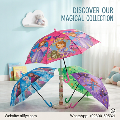 Kids Cartoon Umbrella with Safety Whistle – Sun & Rain Protection for Boys & Girls (30 inch)