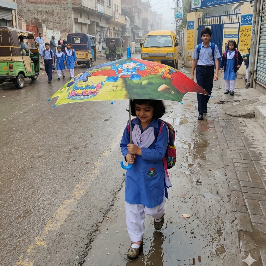 Kids Square Cartoon Umbrella with Corner Cut Design – Steel Frame Waterproof Umbrella for Boys & Girls