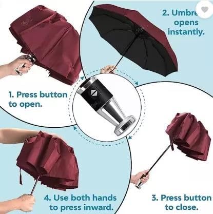 Premium 10-Rib Windproof Automatic Folding Umbrella – Compact Travel Umbrella