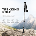 Trekking Pole -  Walking Stick (Adjustable, Anti-Shock, Telescopic) - 4-Section Aluminum Alloy