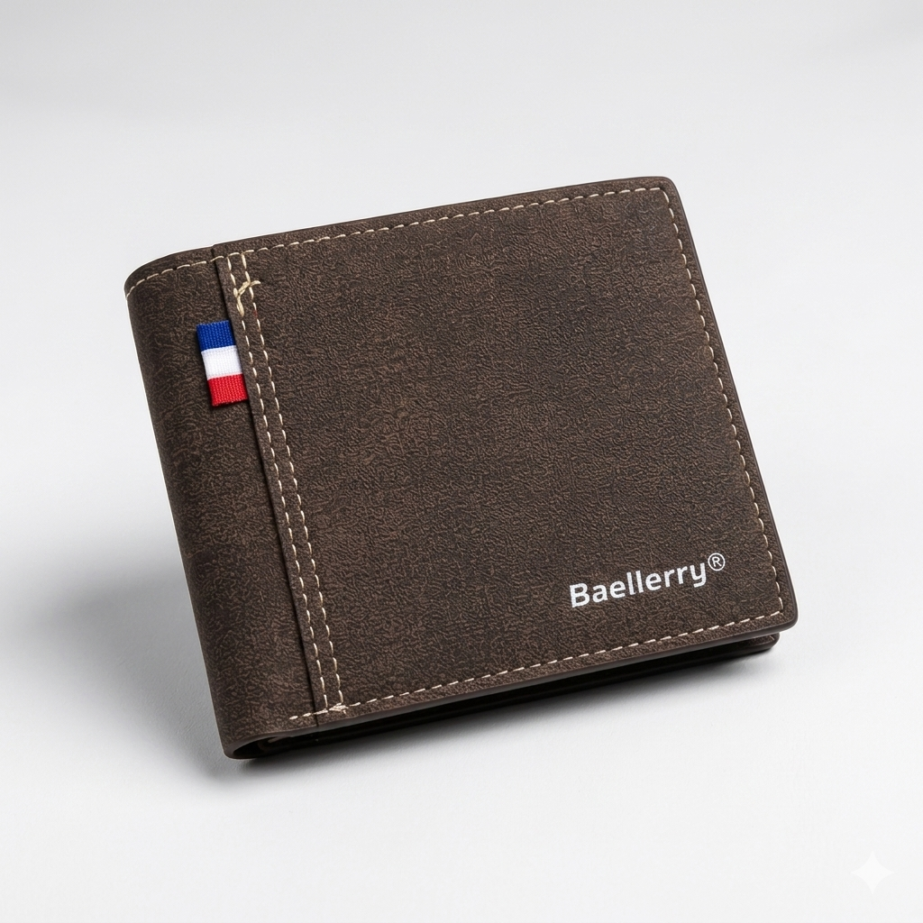 Vintage Slim Bifold Wallet for Men – Compact Design with Zipper Pocket