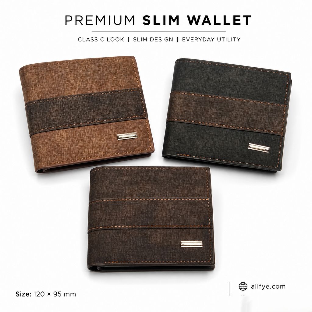 Vintage Patchwork Slim Bifold Wallet for Men – Textured Leather Finish with Zipper Pocket