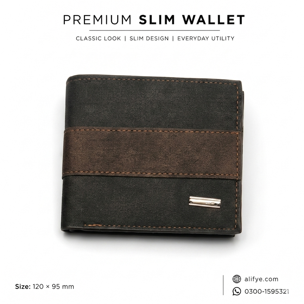 Vintage Patchwork Slim Bifold Wallet for Men – Textured Leather Finish with Zipper Pocket