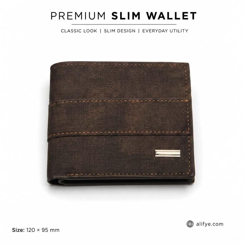 Vintage Patchwork Slim Bifold Wallet for Men – Textured Leather Finish with Zipper Pocket